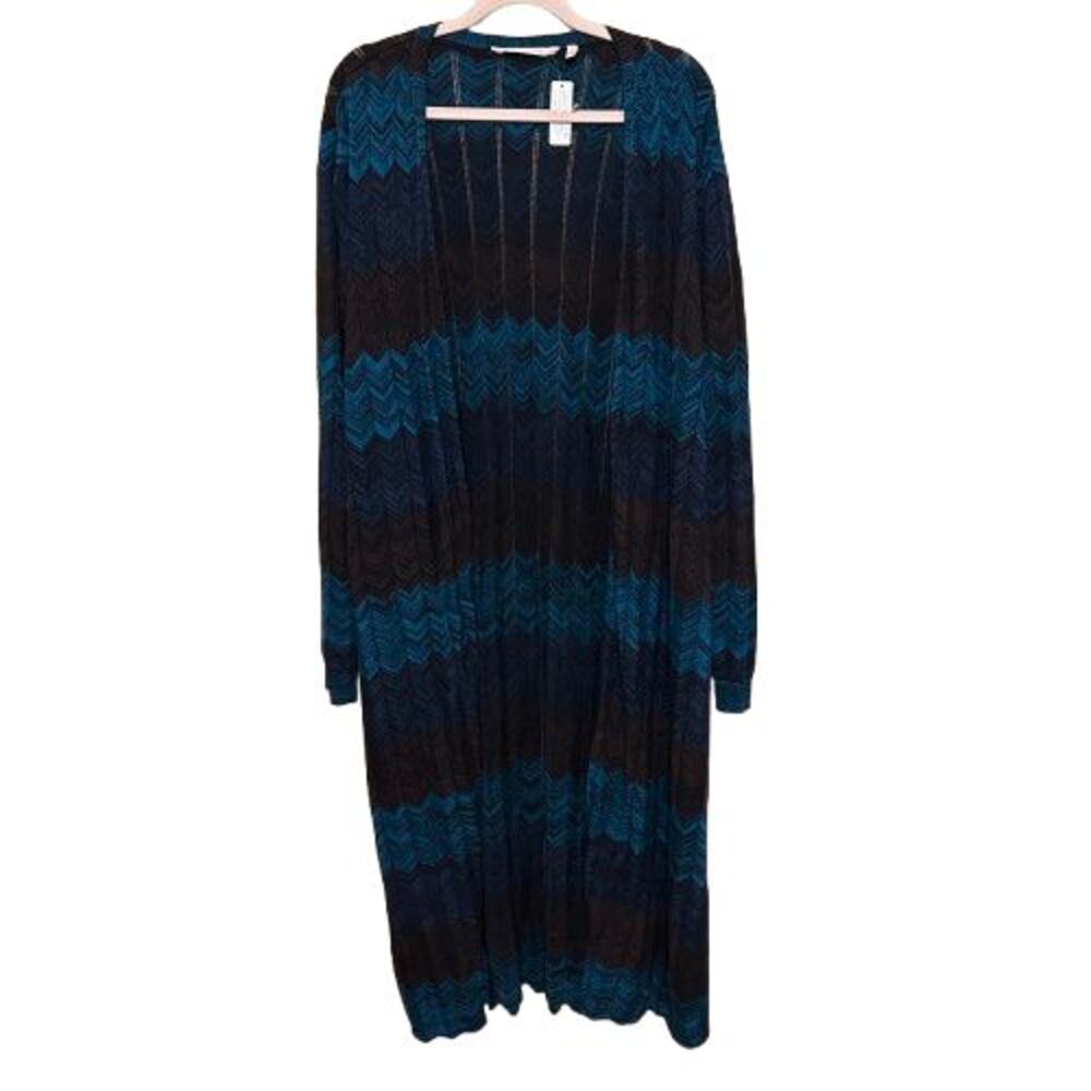 Soft Surroundings Gabriela Duster Long Open Cardigan Size 2X Chevron Stripe NWOT